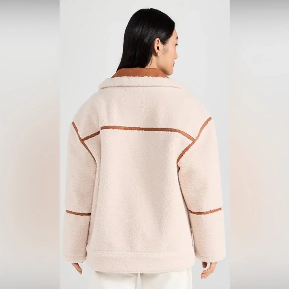 Blank NYC Pick Me Cream & Brown Faux Fur Sherpa Teddy Jacket Coat Sz Medium NWT - Picture 9 of 15